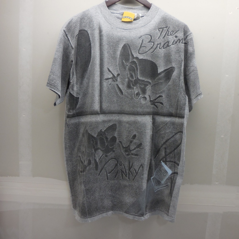 Vintage 1995 Animaniacs Pinky and The Brain T-Shirt Gray Large Warner Bros